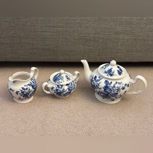 Blue & White Grace’s Teaware Ceramic Teapot and Sugar & Creamer Set - Brand New